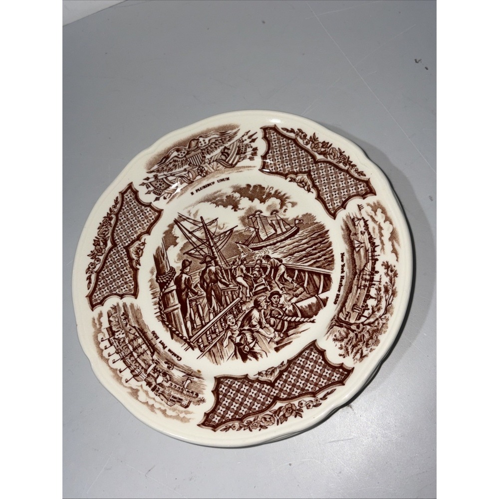 Alfred Meakin Fair Winds Brown 7" Dessert Plates Set Of 3 Meakin Staffordshire